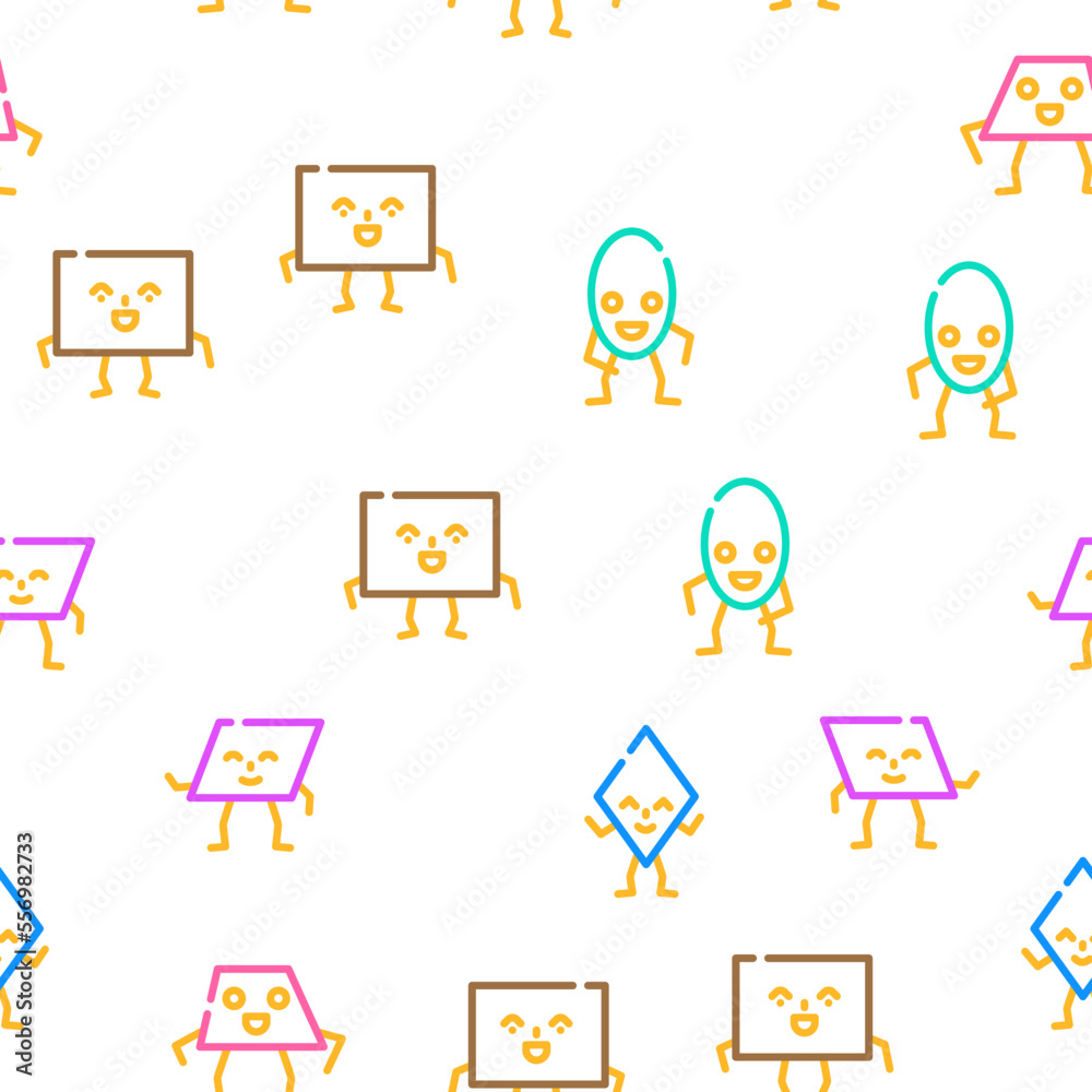 geometric shape funny vector seamless pattern thin line illustration geometric shape funny vector seamless pattern thin line illustration