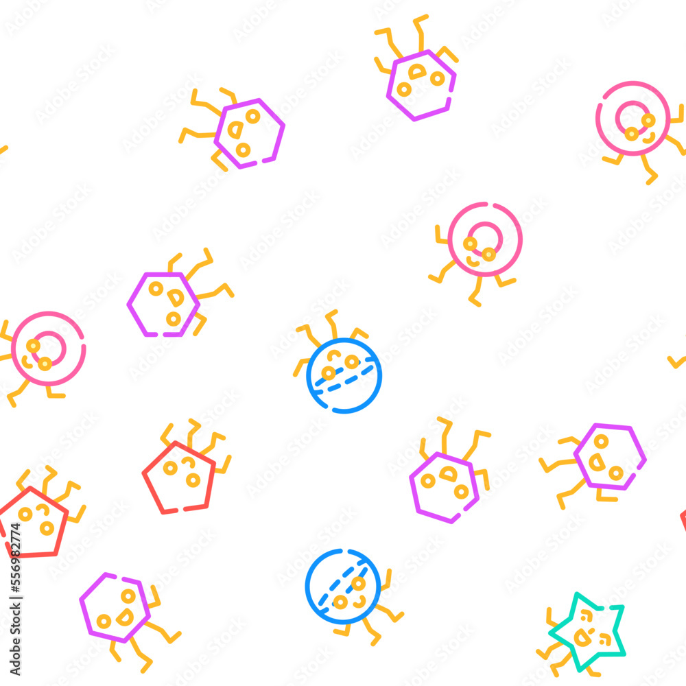 geometric shape funny vector seamless pattern thin line illustration geometric shape funny vector seamless pattern thin line illustration