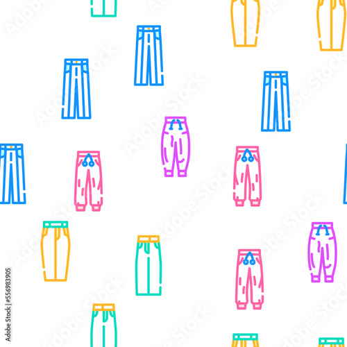 pants trousers fashion vector seamless pattern thin line illustration