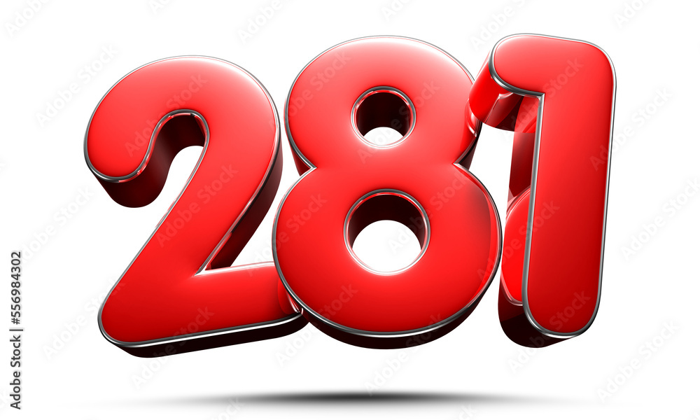 Number 281 red 3D illustration. Advertising signs. Product design. Product sales. Number 281 red 3D illustration. Advertising signs. Product design. Product sales.