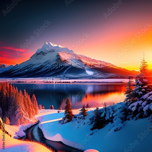 3906320971-dreamlikeart  Winter mountain landscape at sunrise     Deformed  blurry  bad anatomy  disfigured  poorly drawn face  