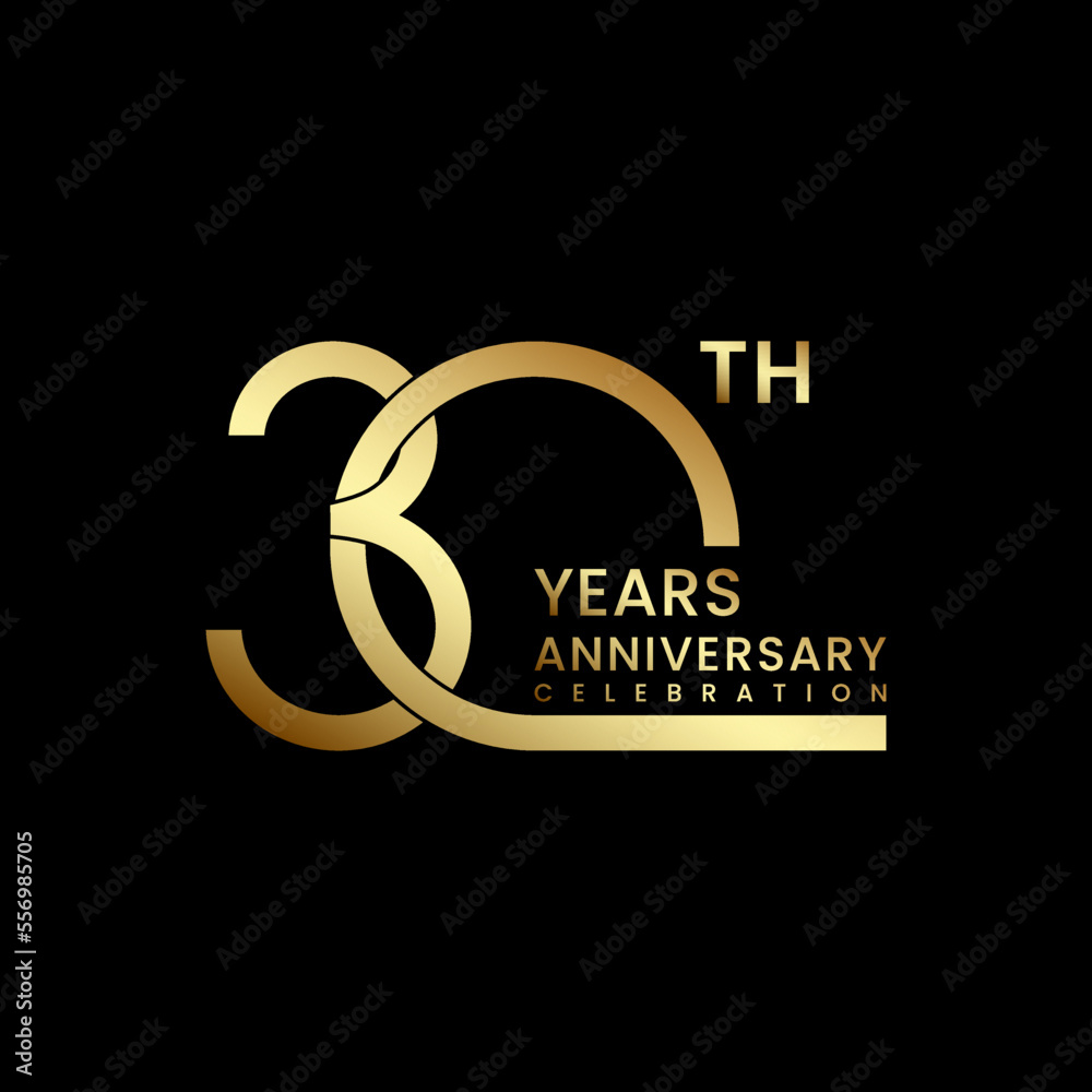 30th anniversary logo design with golden text. Logo Vector Illustration 30th anniversary logo design with golden text. Logo Vector Illustration