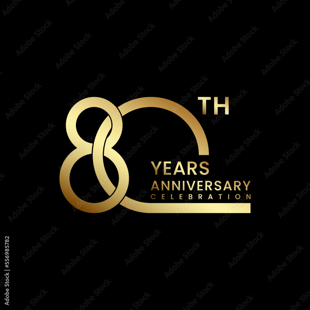 80th anniversary logo design with golden text. Logo Vector Illustration 80th anniversary logo design with golden text. Logo Vector Illustration