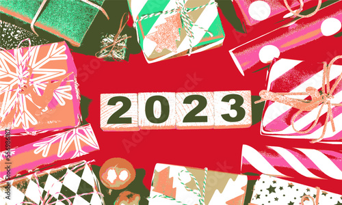2023 New Year Celebration for Holidays Using Water Color Painting Best for Background and Vector