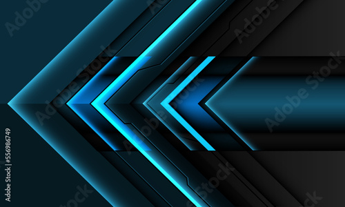 Abstract blue metallic arrow black line cyber direction design modern futuristic background vector