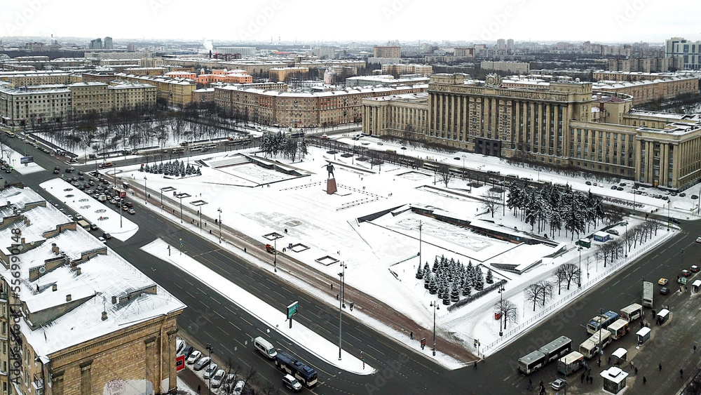 foto aérea de drone do Inverno em São Petersburgo na Russia