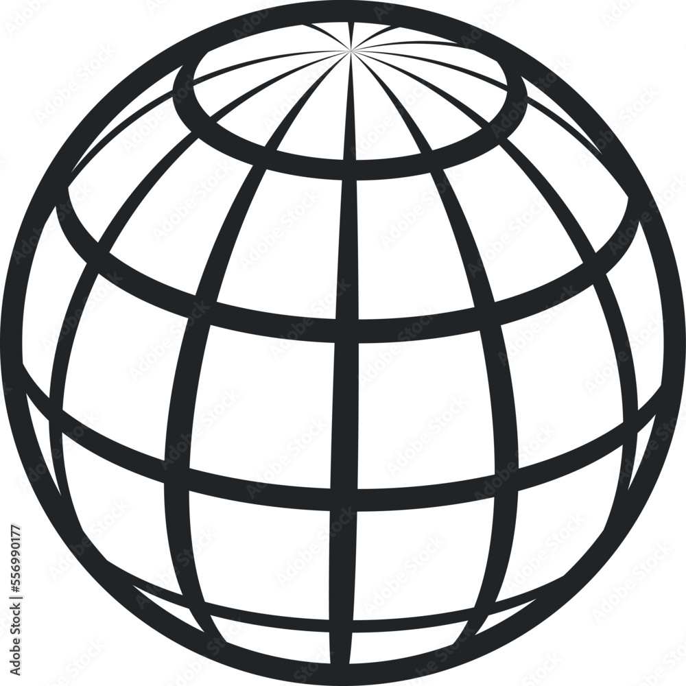 World grid sphere icon. Globe linear symbol World grid sphere icon. Globe linear symbol