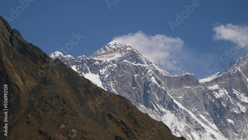 Khumbu Region mountains landscape at the Everest Base Camp trek in the Himalaya, Nepal. Himalaya landscape and mountain views.