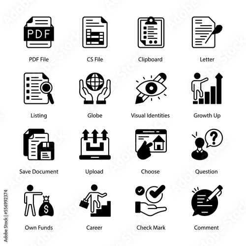 Jurisprudence, Wealth, Rising, Negative Dynamics, Professional Growth, Deadline, Rejoice, Freelance, Leadership, Confidence, Emphasis, Financial Management,  Glyph Icons - Solid, Vectors
