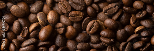 Roasted coffee beans background. Healthy beverage ingredients
