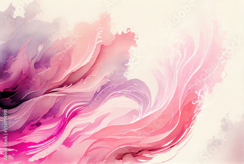 Abstract light pink waves background, watercolor paint texture created with Generative AI technology © nevodka.com