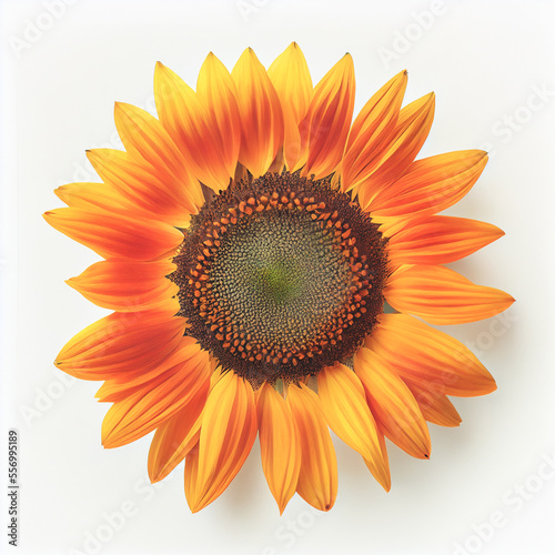 Top view a Sunflower isolated on a white background  suitable for use on Valentine s Day cards