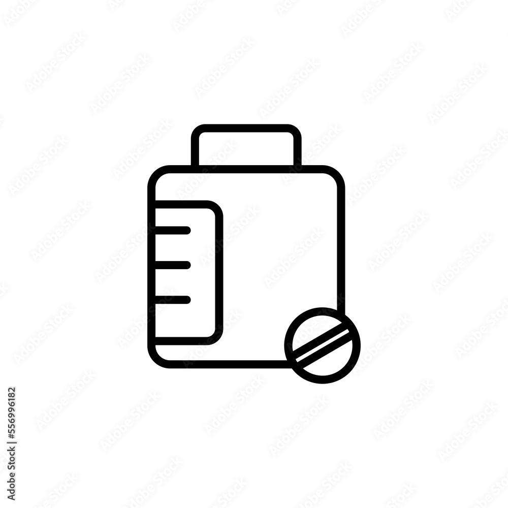 Medicine bottle icon illustration with pill. suitable for supplement icon. Line icon style. icon related to fitness. Simple vector design editable Medicine bottle icon illustration with pill. suitable for supplement icon. Line icon style. icon related to fitness. Simple vector design editable