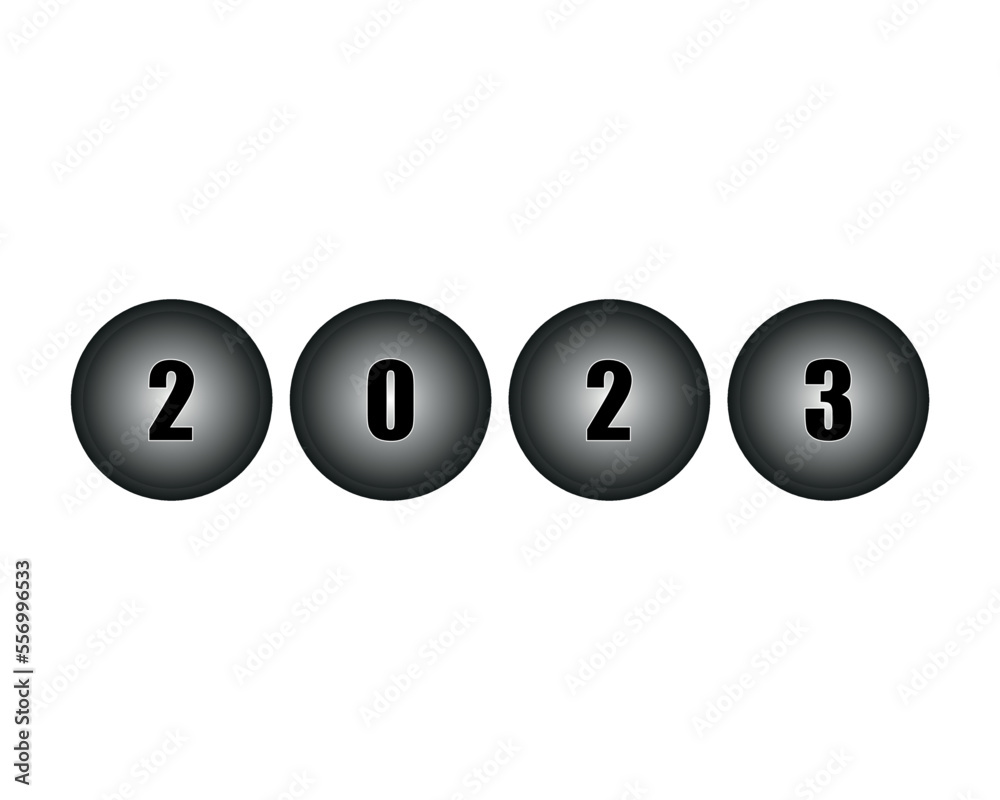 Fototapeta premium 2023 year poster. vector illustration banner for the year 2023. circular balls with numbers.