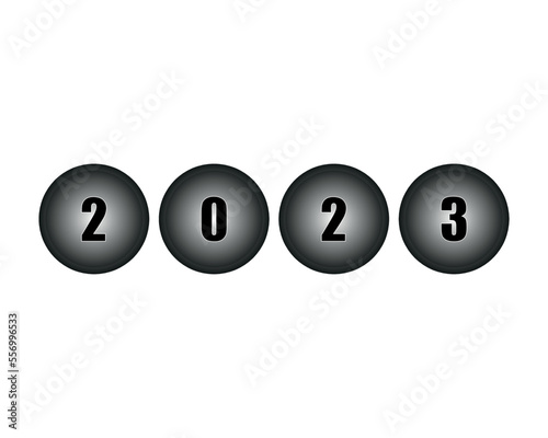 2023 year poster. vector illustration banner for the year 2023. circular balls with numbers.