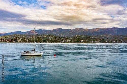 sailboat at the coast of santa barbara 