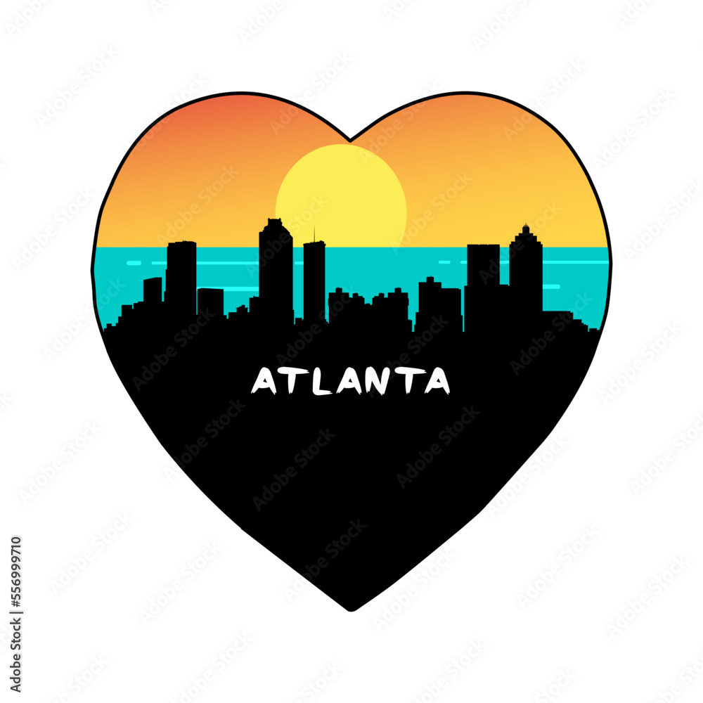Atlanta Georgia USA Skyline Silhouette Retro Vintage Sunset Atlanta Lover Travel Souvenir Sticker Vector Illustration SVG EPS
