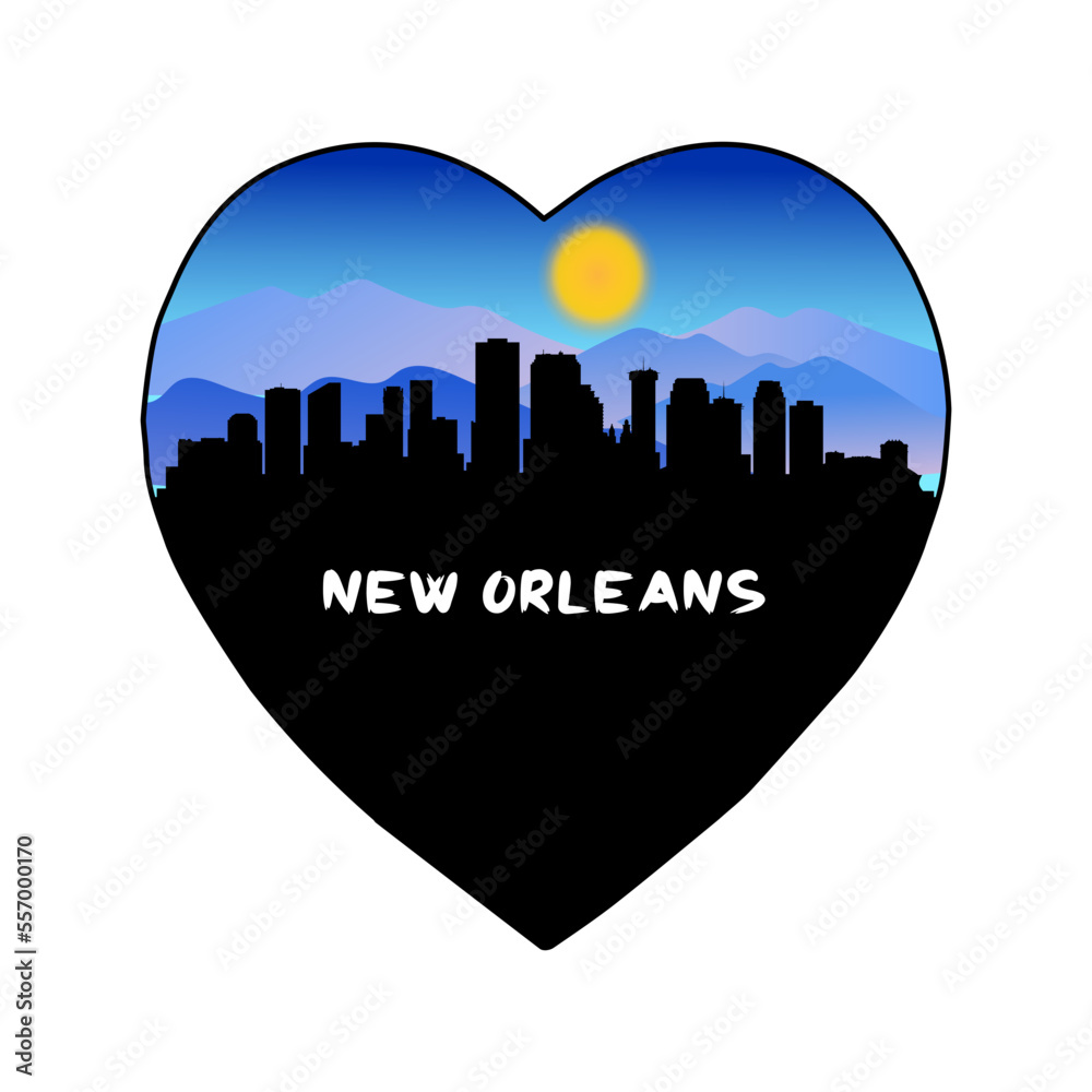 New Orleans Louisiana USA Skyline Silhouette Retro Vintage Sunset New Orleans Lover Travel Souvenir Sticker Vector Illustration SVG EPS