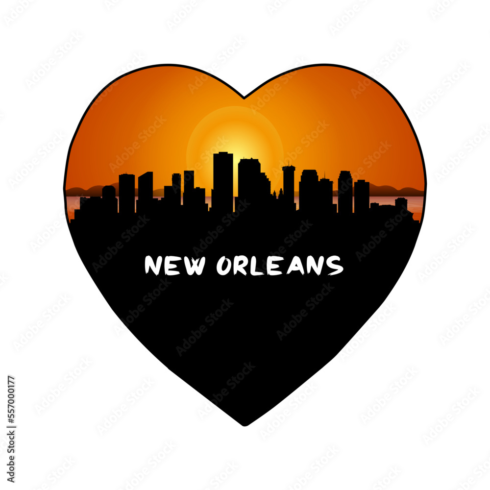 New Orleans Louisiana USA Skyline Silhouette Retro Vintage Sunset New Orleans Lover Travel Souvenir Sticker Vector Illustration SVG EPS