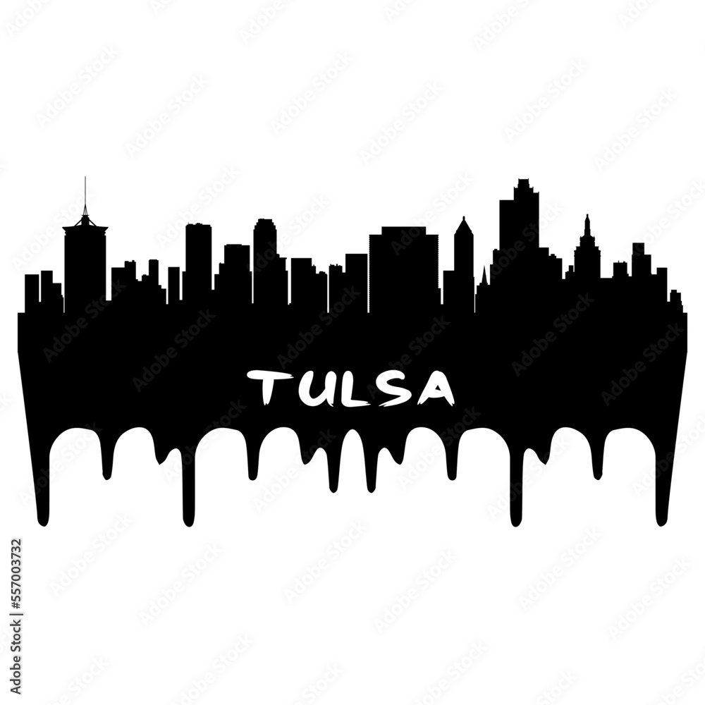 Tulsa Oklahoma USA Skyline Silhouette Retro Vintage Sunset Tulsa Lover Travel Souvenir Sticker Vector Illustration SVG EPS
