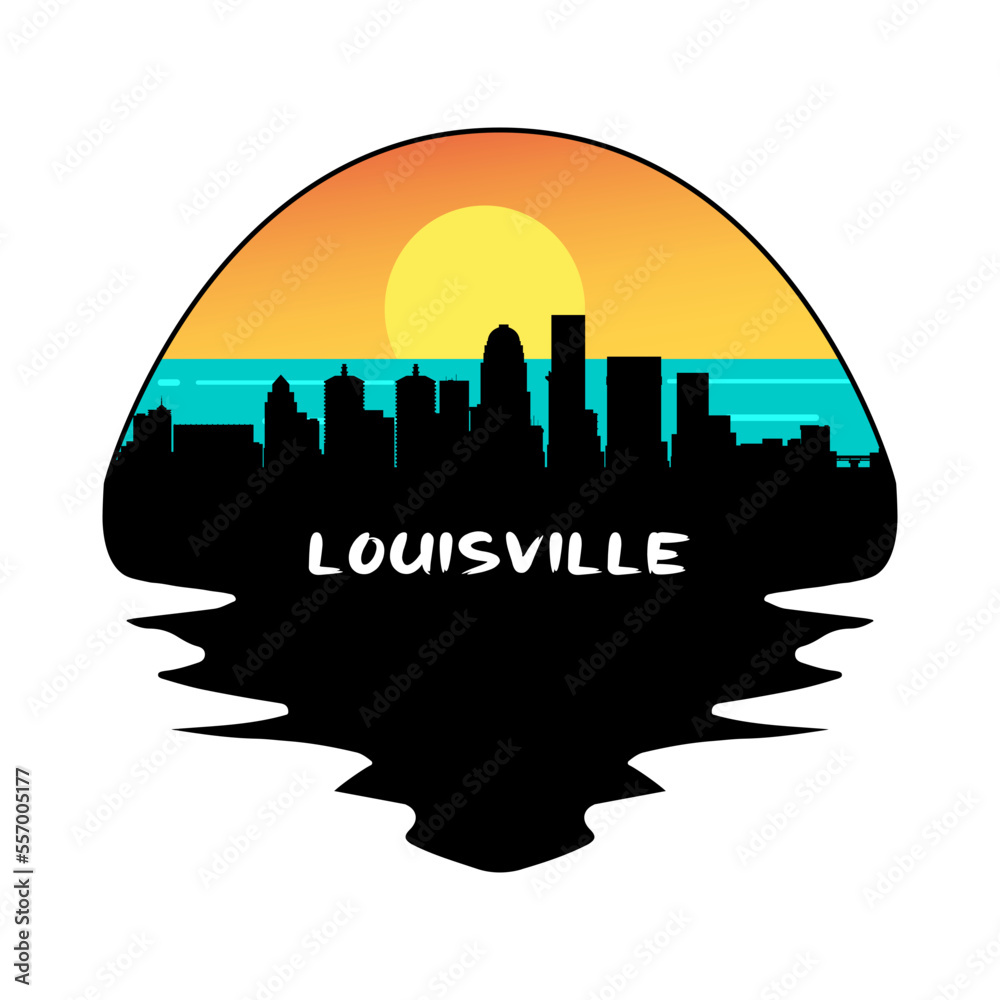 Louisville Kentucky USA Skyline Silhouette Retro Vintage Sunset Louisville Lover Travel Souvenir Sticker Vector Illustration SVG EPS