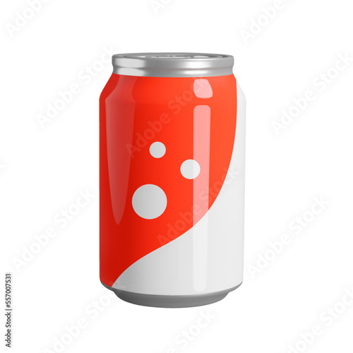 Soda can 3d icon. Red aluminium can. Isolated object on transparent background