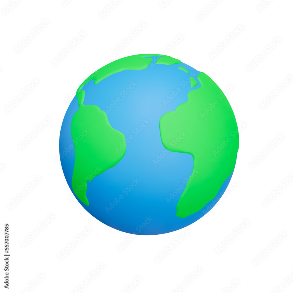 Planet earth 3d icon. continents and oceans. Isolated object on transparent background Planet earth 3d icon. continents and oceans. Isolated object on transparent background
