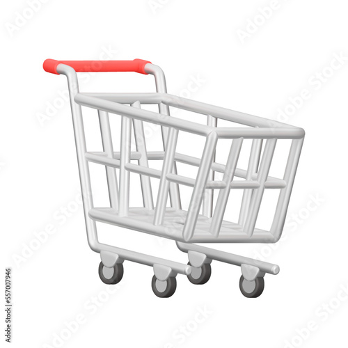 Shopping cart on wheels 3d object