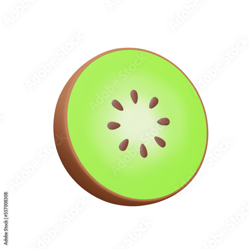 Kiwi 3d icon. The tropical fruit. Isolated object on transparent background