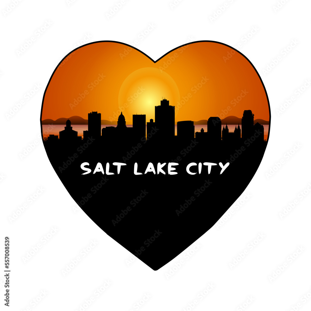 Salt Lake City Utah USA Skyline Silhouette Retro Vintage Sunset Salt Lake City Lover Travel Souvenir Sticker Vector Illustration SVG EPS