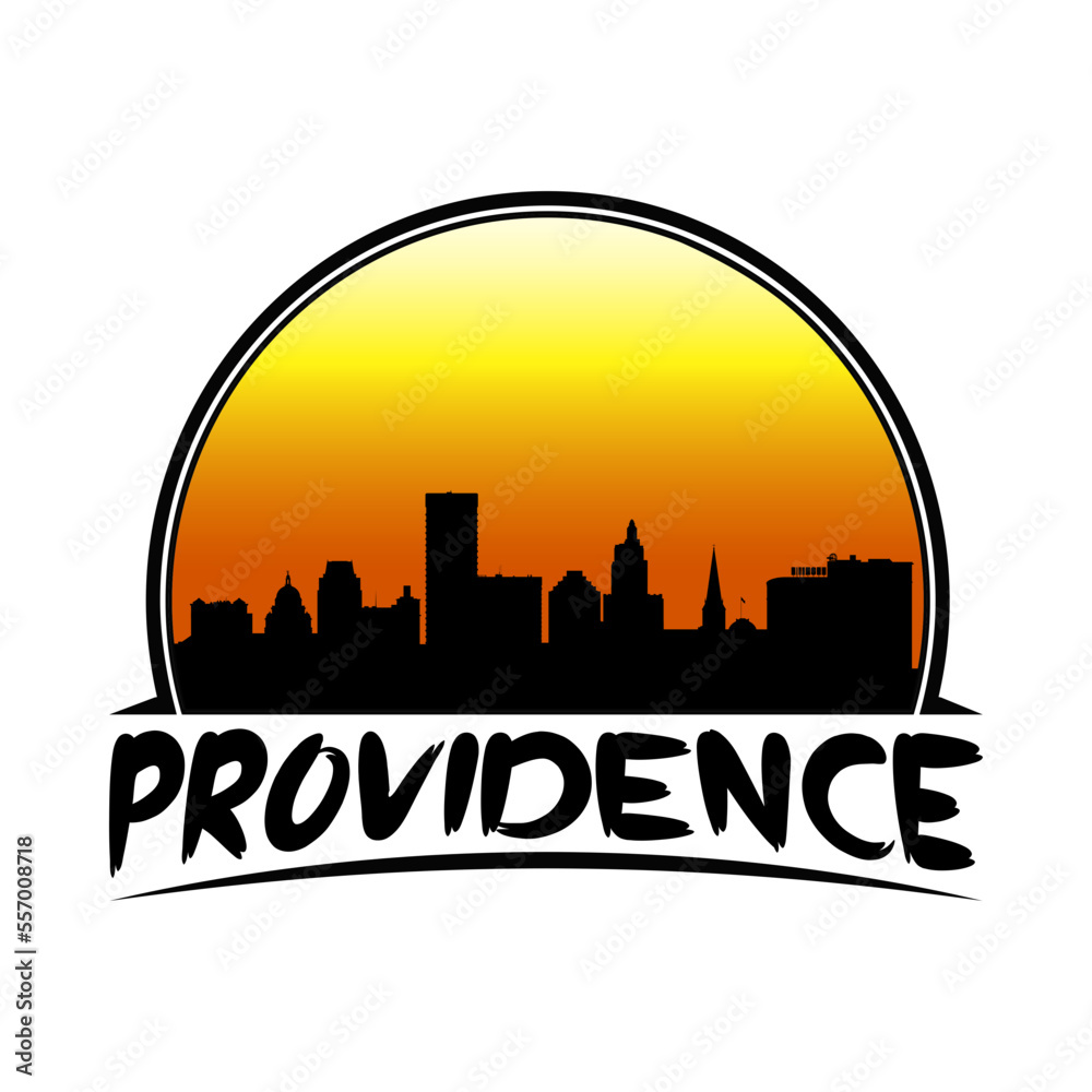Providence Rhode Island USA Skyline Silhouette Retro Vintage Sunset Providence Lover Travel Souvenir Sticker Vector Illustration SVG EPS