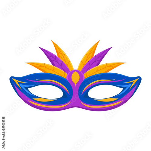 Festival blue mask with purple feathers template