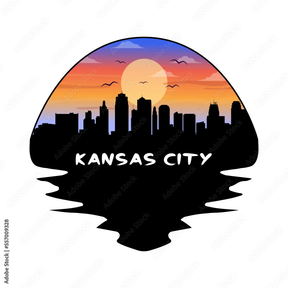 Kansas City Missouri USA Skyline Silhouette Retro Vintage Sunset Kansas City Lover Travel Souvenir Sticker Vector Illustration SVG EPS