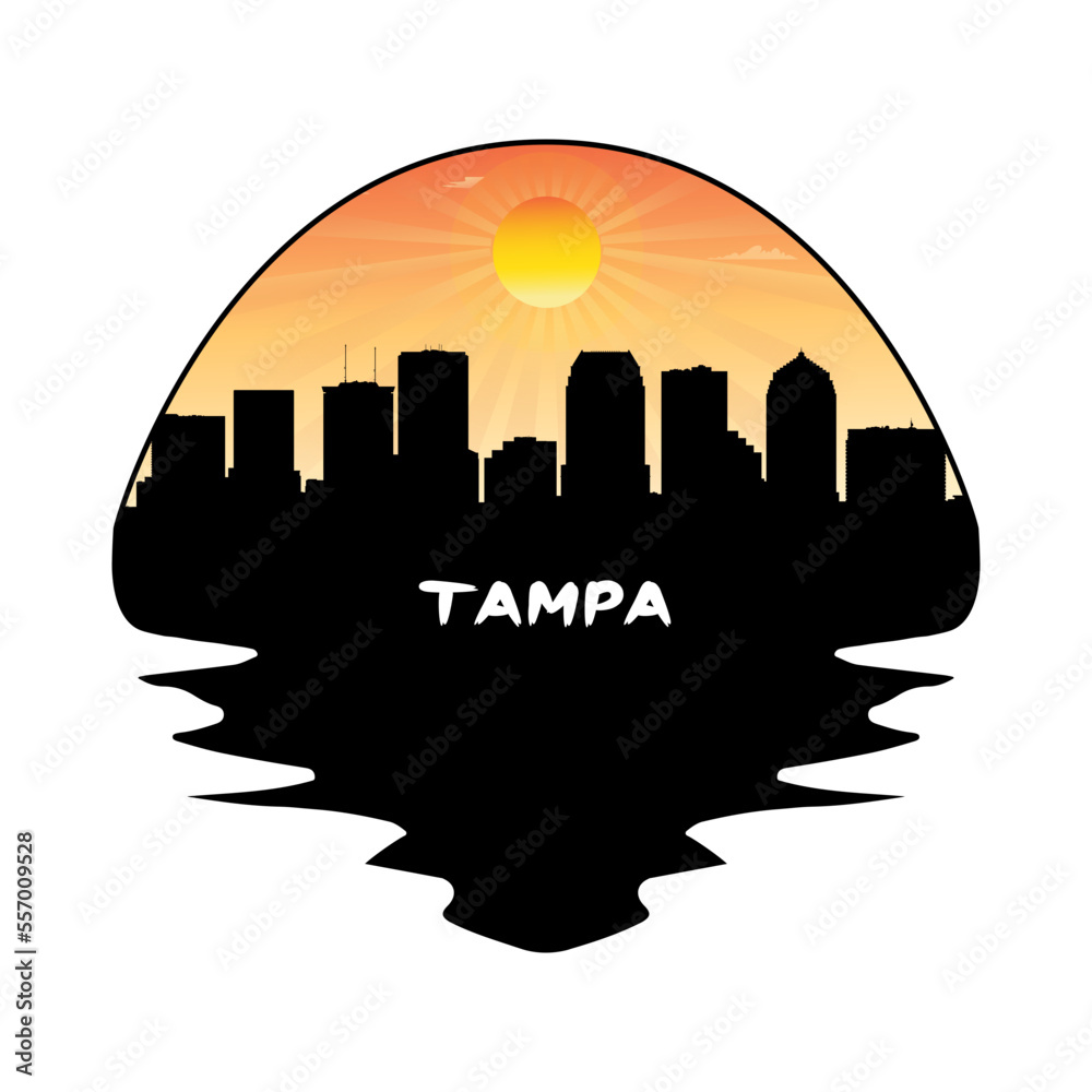 Tampa Florida USA Skyline Silhouette Retro Vintage Sunset Tampa Lover Travel Souvenir Sticker Vector Illustration SVG EPS