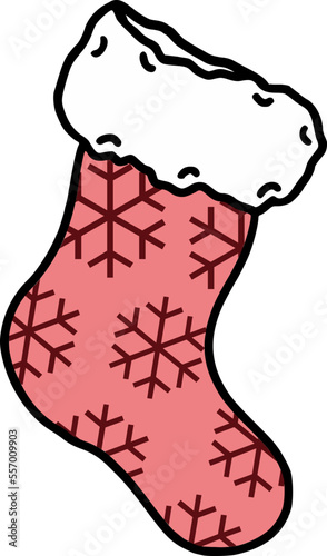Pink Snowflake Sock Vector