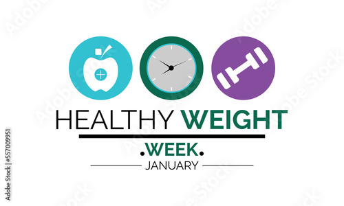 National Weight Loss awareness month observed each year during January . Vector web banner, poster, card, social media, networks with text National healthy weight week 