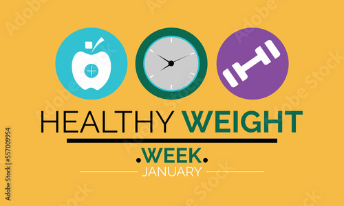 National Weight Loss awareness month observed each year during January . Vector web banner, poster, card, social media, networks with text National healthy weight week 