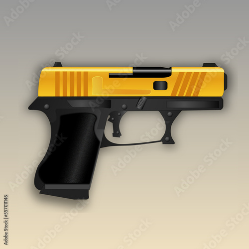 Silhouette side view of a Springfield semiautomatic pistol. Vector illustration