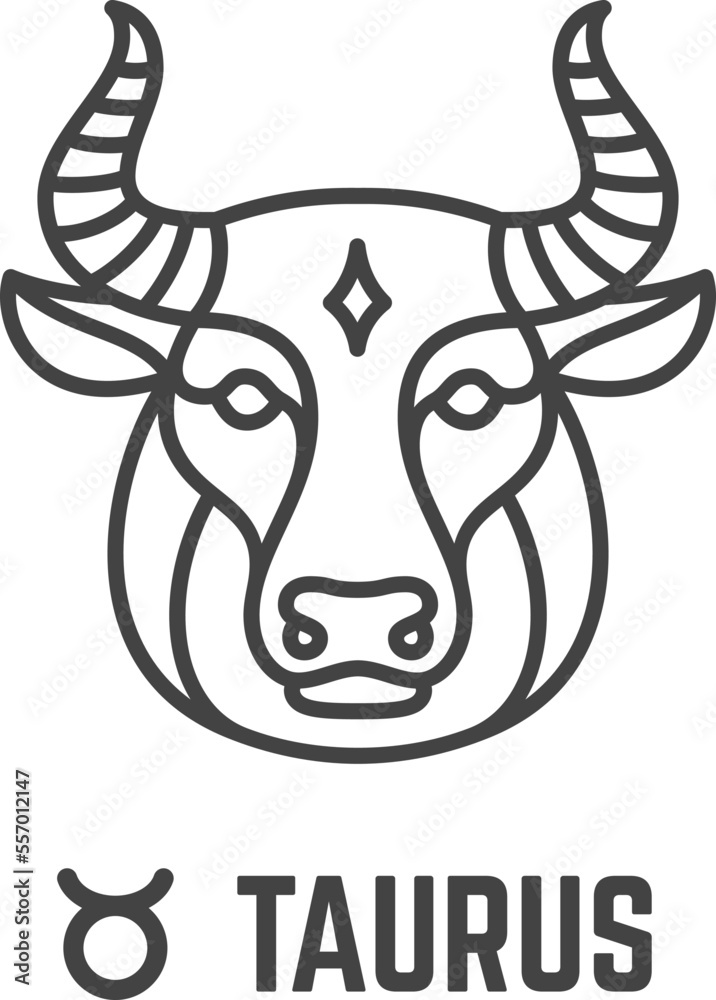 Taurus symbol. Black line stellar icon. Zodiac sign