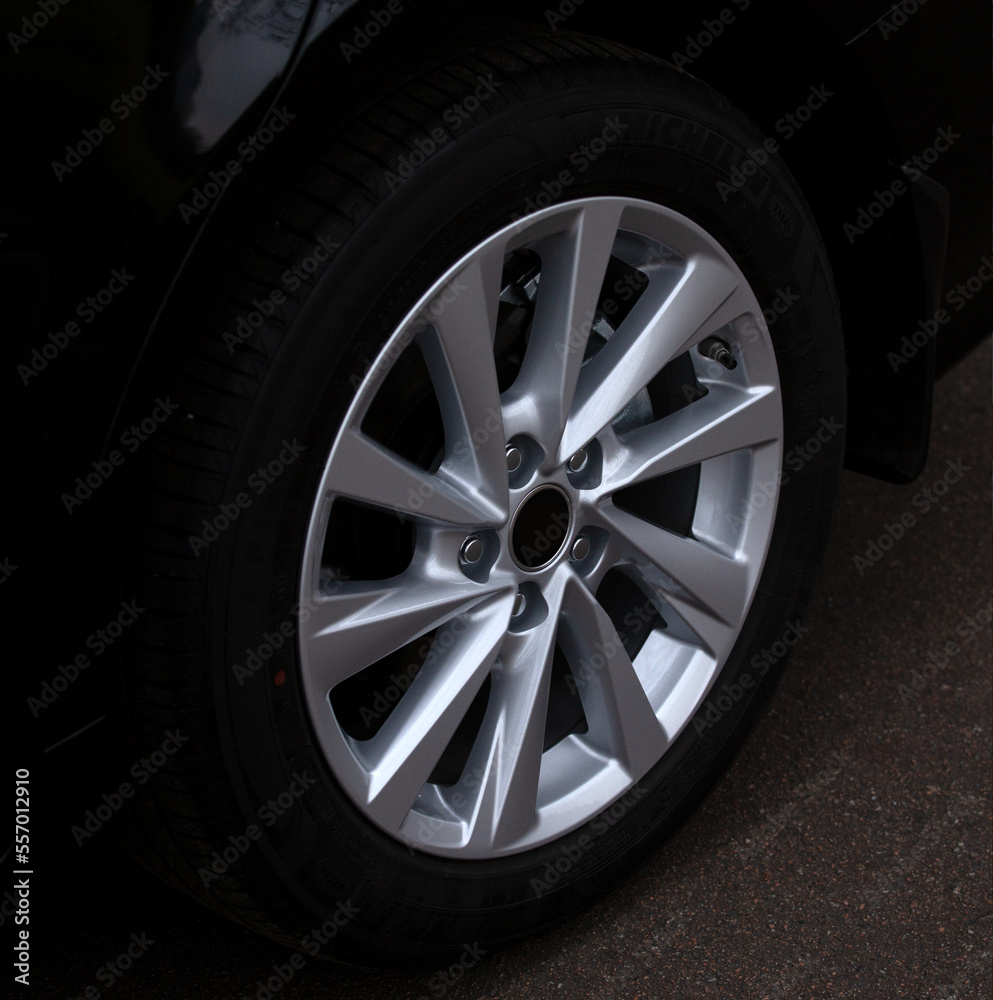 Car wheel background,  car elements close view
