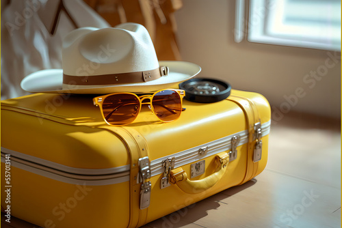 yellow travel suitcase photo