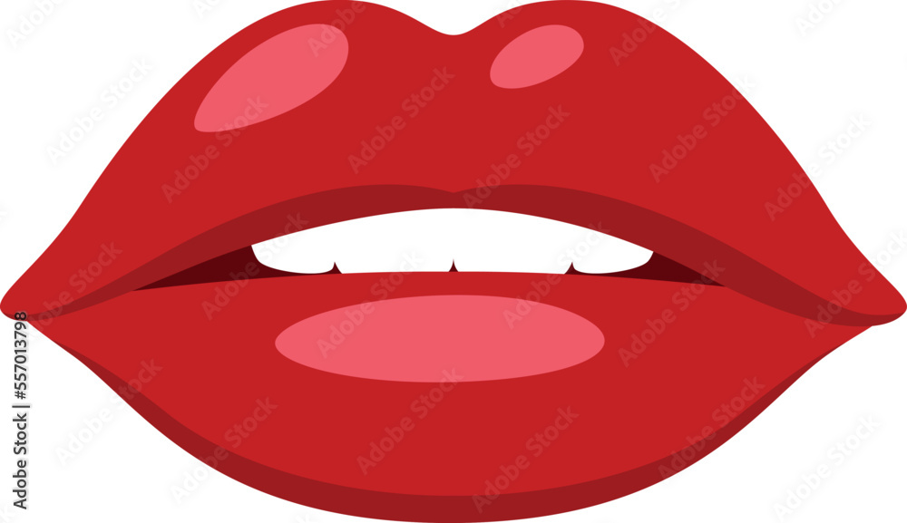 Female lips. Red sexy lady mouth icon Female lips. Red sexy lady mouth icon