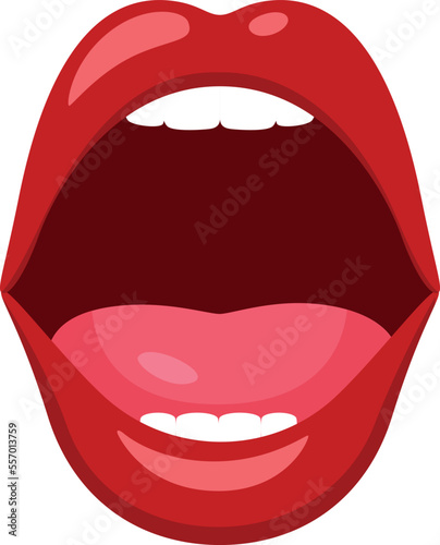 Screaming female mouth. Wide open red lips