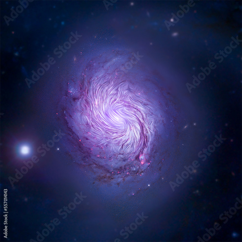 Magnetic fields shaping a spiral galaxy in outer space.  Digitally enhanced. Elements of this image furnished by NASA.