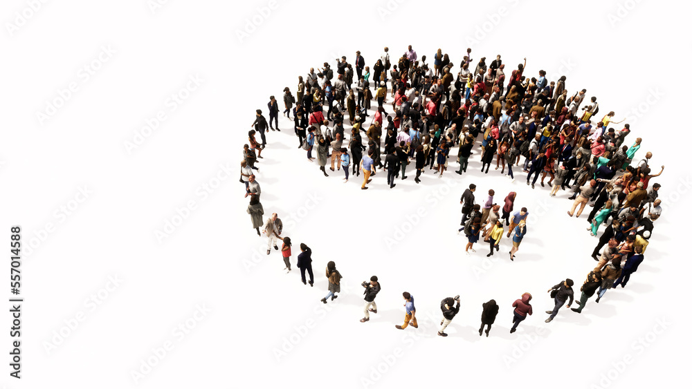 Concept or conceptual large gathering of people forming the image of the chinese symbol of Yin-Yang as opposing and complementary forces. A 3d illustration metaphor for taoism, meditation and balance Concept or conceptual large gathering of people forming the image of the chinese symbol of Yin-Yang as opposing and complementary forces. A 3d illustration metaphor for taoism, meditation and balance