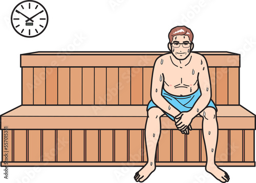 サウナの中年男性
