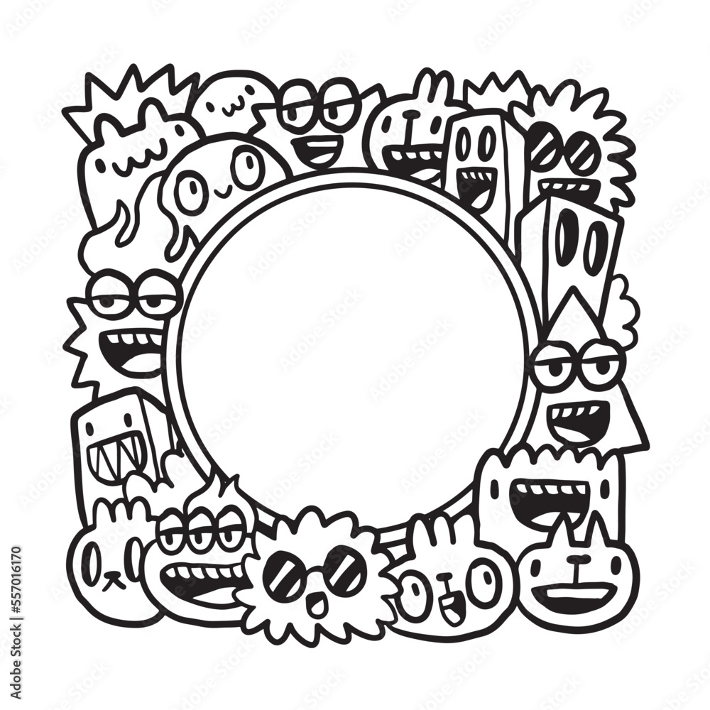Hand drawn Abstrack doodle art frame