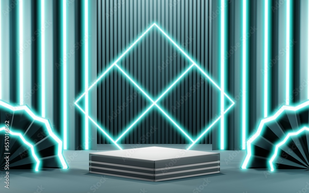 3D render of Podium background in blue tones for displaying cream products. cosmetics 3D render of Podium background in blue tones for displaying cream products. cosmetics