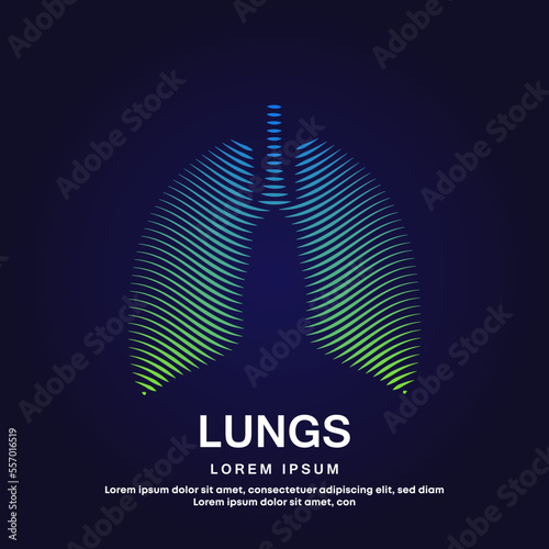 Human Lungs medical structure. simple line art Vector logo Lungs color silhouette on a dark background. EPS 10