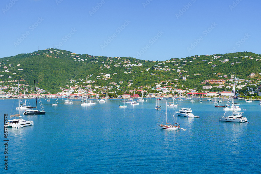 Boats in the harbor of Charlotte Amalie (from Havensight) at St. Thomas US Virgin Islands